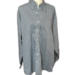 Vintage Gingham Cotton Blend Long Sleeve Button Shirt Bird Dog Pointer L